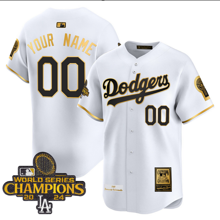 Men MLB Los Angeles Dodgers Custom white 2024 World Series Champions Patch Cooperstown Jersey style 4->customized mlb jersey->Custom Jersey